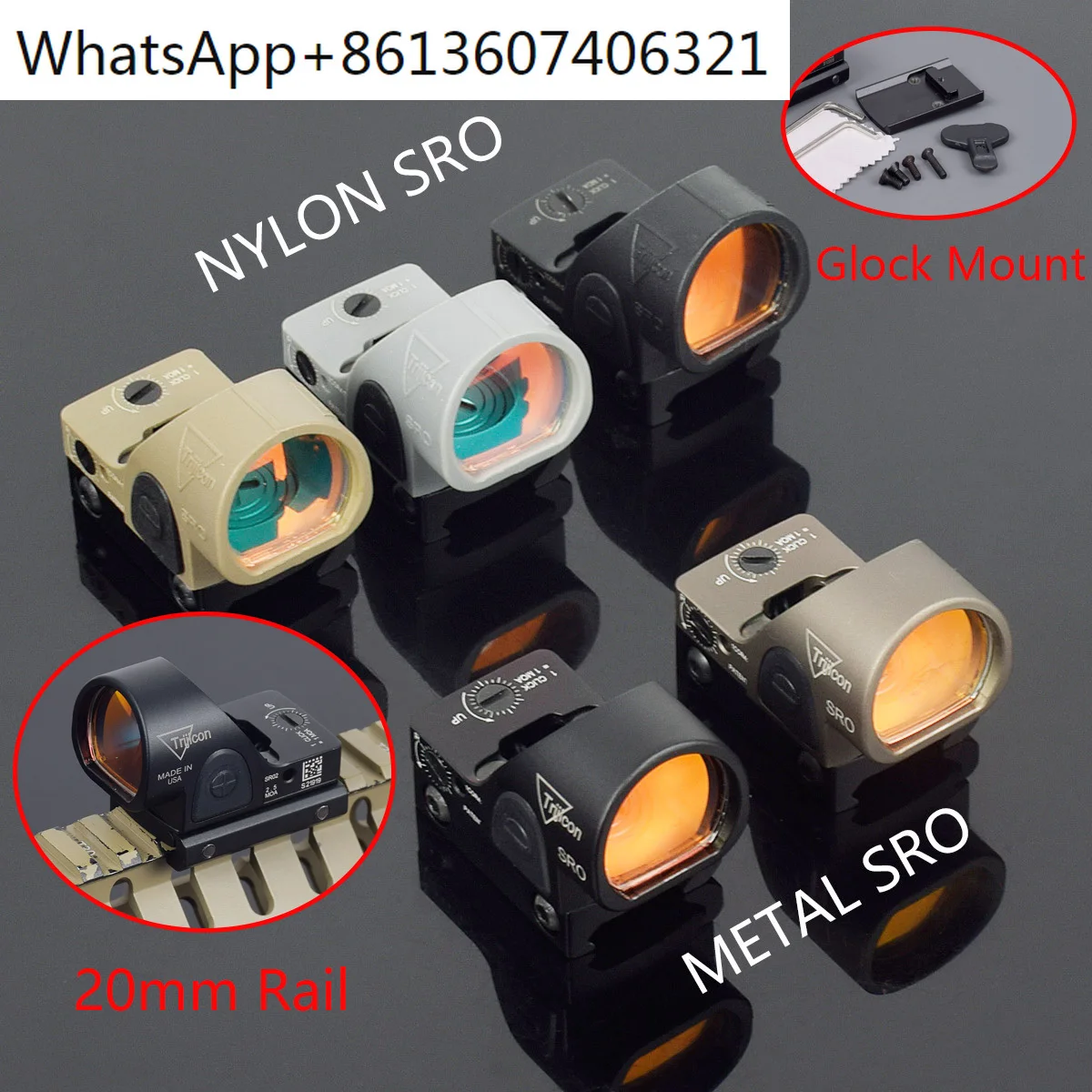 

Trijicon Tactical Mini RMR SRO MRO Holographic Red Dot Scope Sight Collimator Airsoft Pistol Rifle Reflex Sights For 20mm Rail