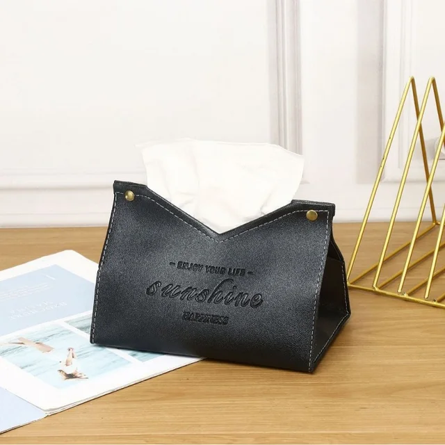 Boîte à mouchoirs en cuir écologique, boîte de rangement de serviettes créative polyvalente de couleur unie pour salon et salle à manger 2