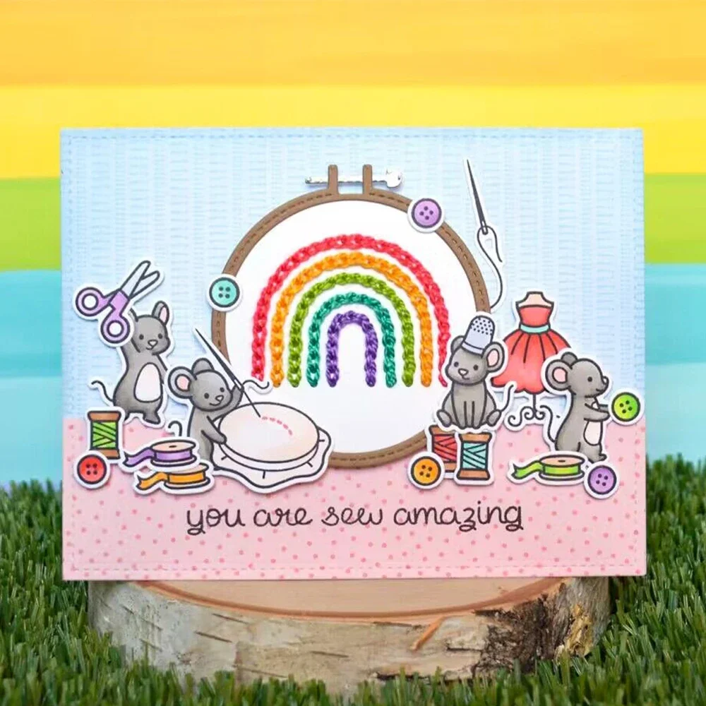 Sew Very Mice Clear Stamps and Dies Elephant Parade Eggstraordinary Easter Stamps Set for DIY Scrapbooking Album Decoration Card