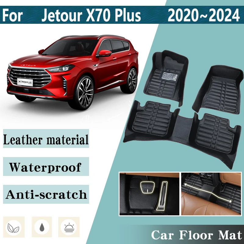 

LHD Car Floor Mats for Jetour X70 Plus Soueast DX8 Plus 2020~2024 Car Leather Foot Inner Liner Carpet Pad Custom Rug Accessories