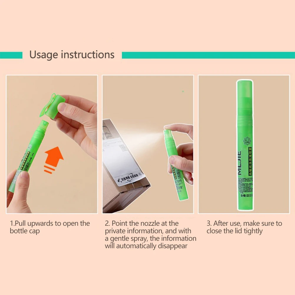 개인 정보 보호 스프레이 펜 감열지 수정기 데이터 보호 개인 정보 보호 수정액 휴대용 익스프레스 도구