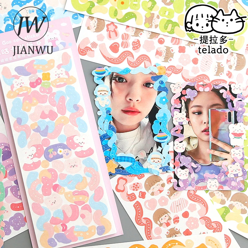 JIANWU 12 шт красочные ленты лазерные наклейки для скрапбукинга DIY материал