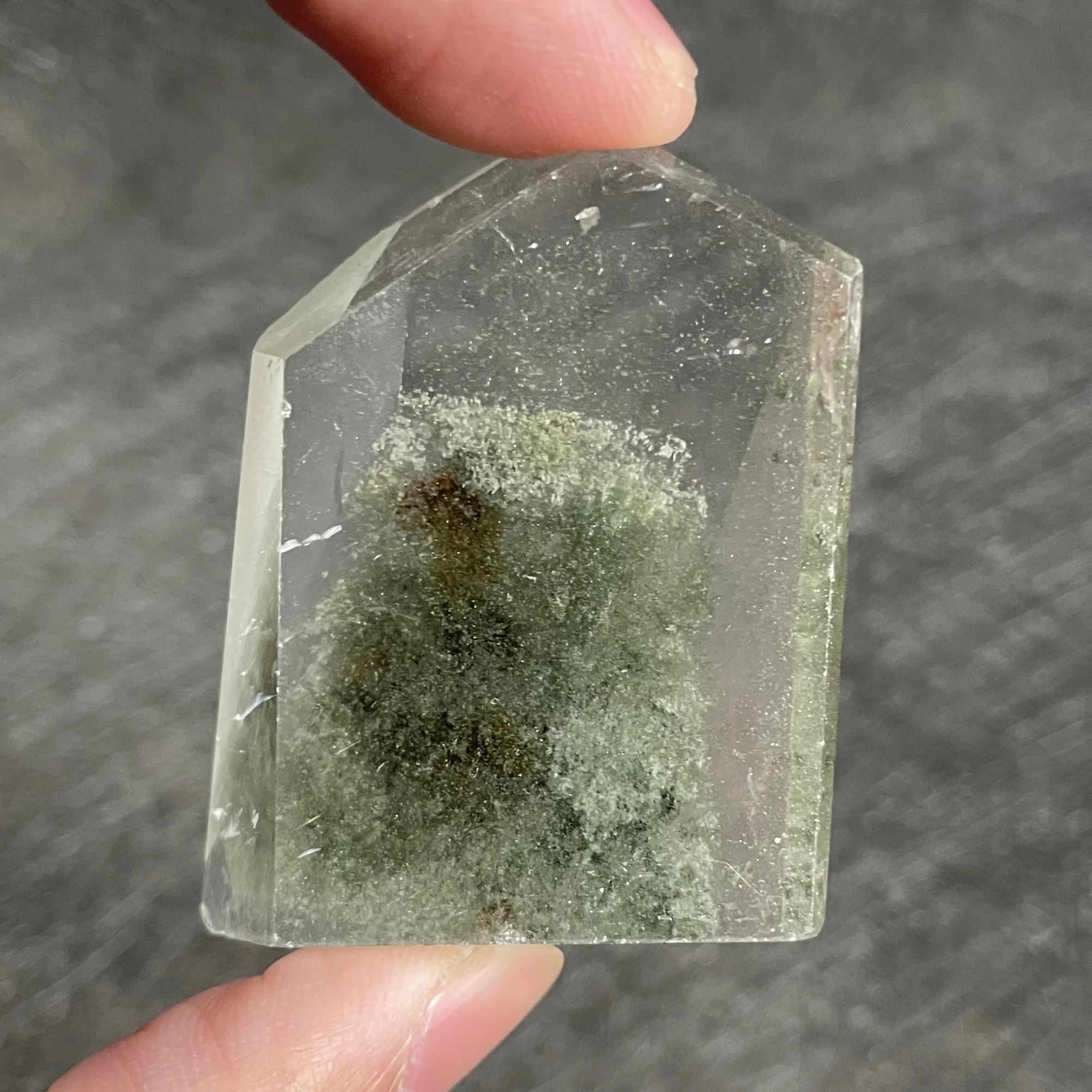 

45g Natural Green Phantom Decoration Polished Quartz Crystal Reiki Healing