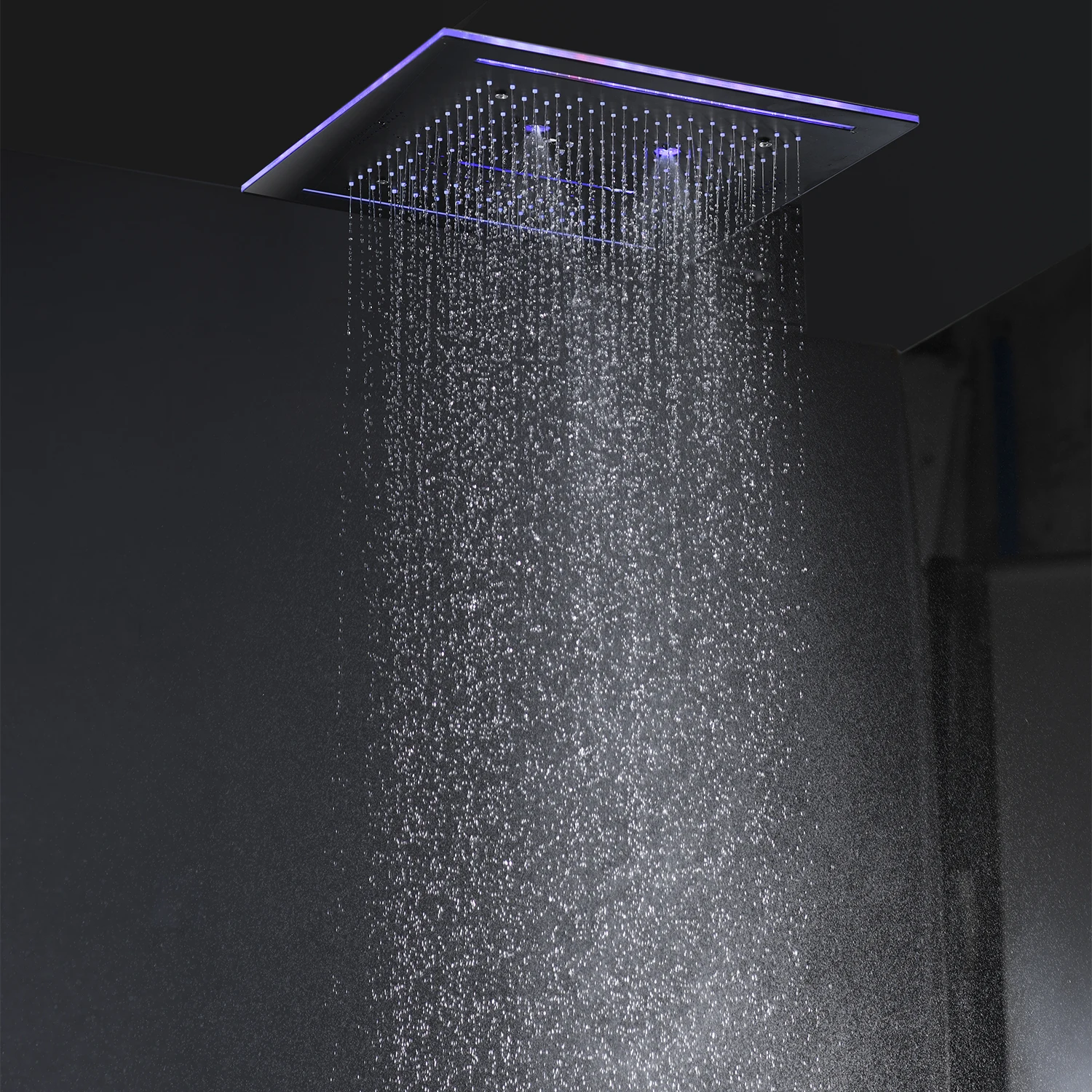 Stainles Steel 304 16inch 40cm Square Bluetooth Music LED Shower Head Panel Set Spray Rainfall Steam Thermostatic Mixer Faucet 6