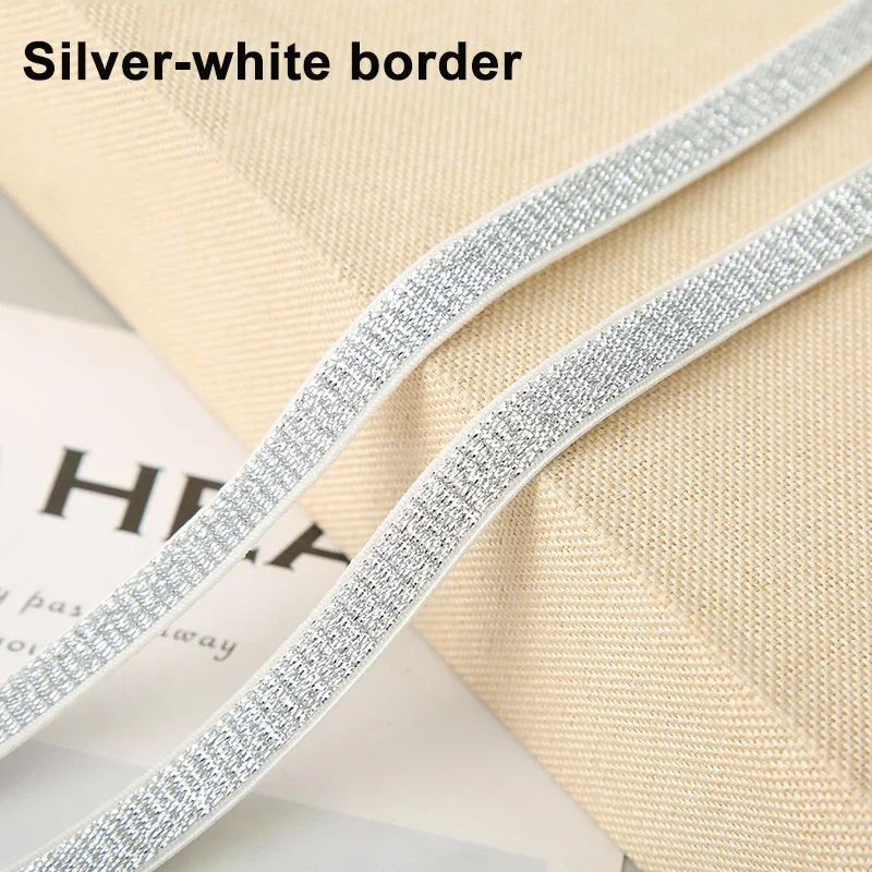 Elastic Glitter Ribbon Strap - Soft Gold & Silver, 2/5 Meter - Versatile for DIY Sewing, Crafting & Waistband Projects