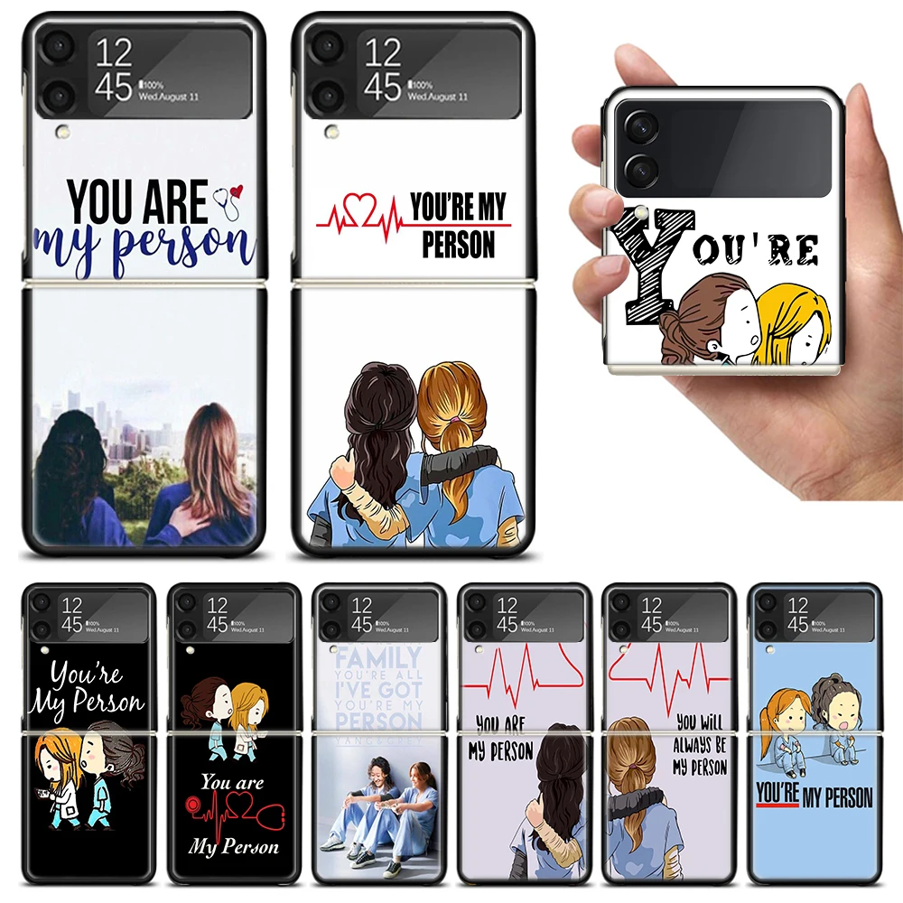 Greys Anatomy Person Zflip4 Zflip5 Custodia Per Telefono Per Samsung Z Flip3 Flip4 Flip5 5G Zflip 4 5 Cover Cellulare Shell Caso Fundas