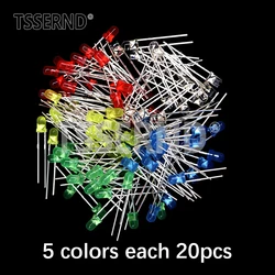 Vibrant 3mm LED Diode Pack: 100-Piece Assorted Color Kit (100pcs 5 Colors Kit)