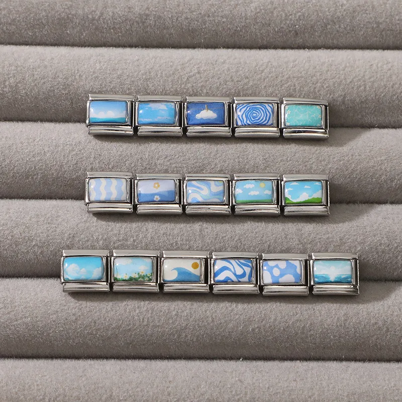 Fashion Blue Stainless Steel Link Bracelet