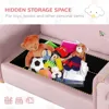 Ergonomic Foam Kids Sofa with Inner Toy Storage Chest, Velvet Kids Couch with Soft Arms, Children's Lounge Furniture, Pink 4
