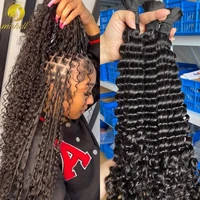 Cheveux humains naturels à tresser 26 28 pouces, ondulation profonde, en vrac, pour tresses bohèmes, sans trame, extensions de cheveux bouclés vierges 16A 1