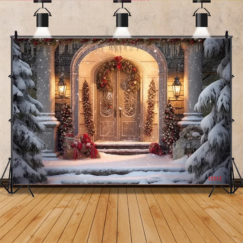 

SHUOZHIKE Christmas Day Fireplace Photography Backdrops Gift Box Candy Chimneys Snowflake Window Studio Background WW-39