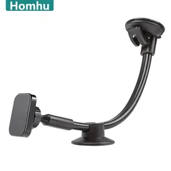 Universal Magnetic Phone Holder with Long Arm for Windshield and Dashboard (Black)