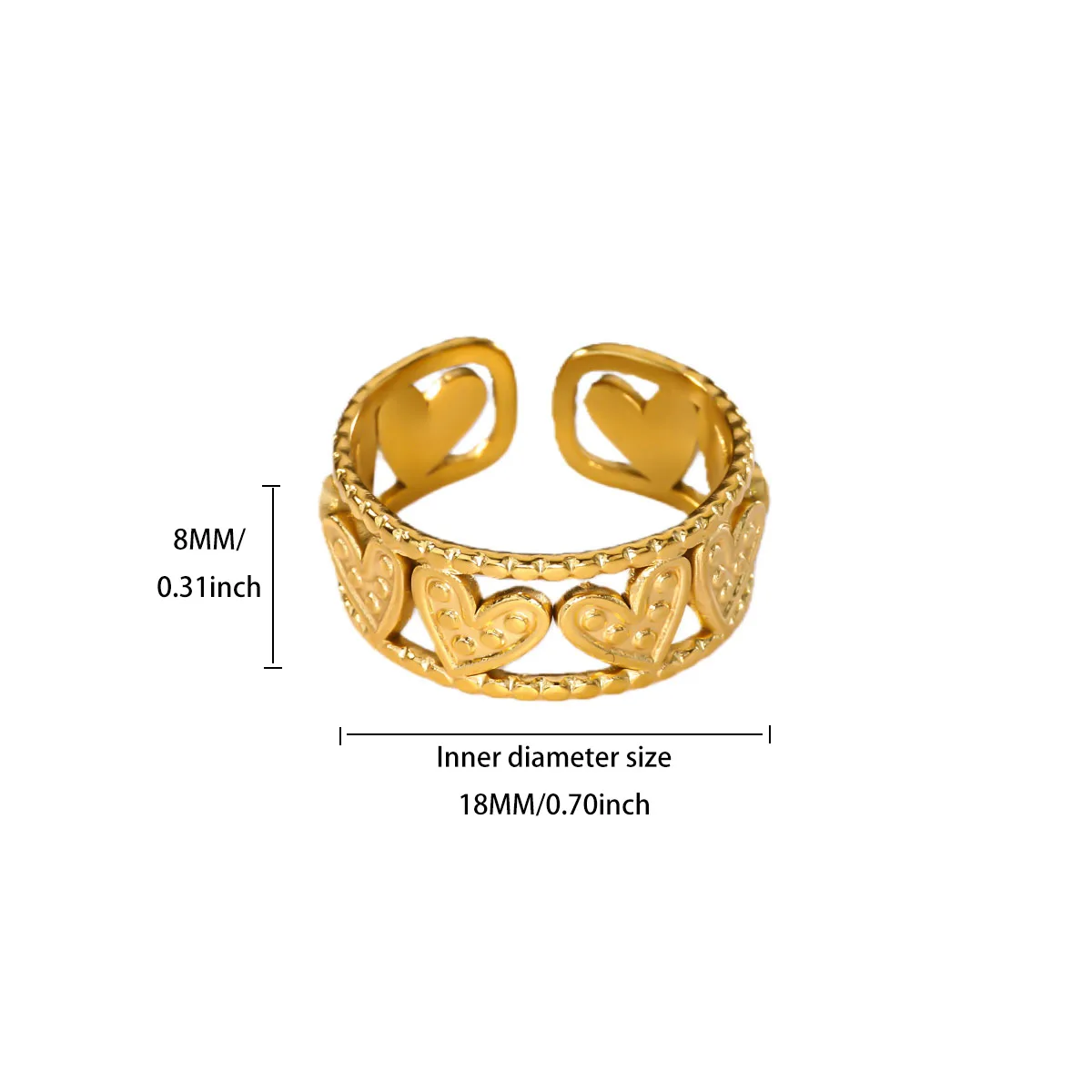 Elegant Rings for Women Gold Color Stainless Steel Geometric Adjustable.