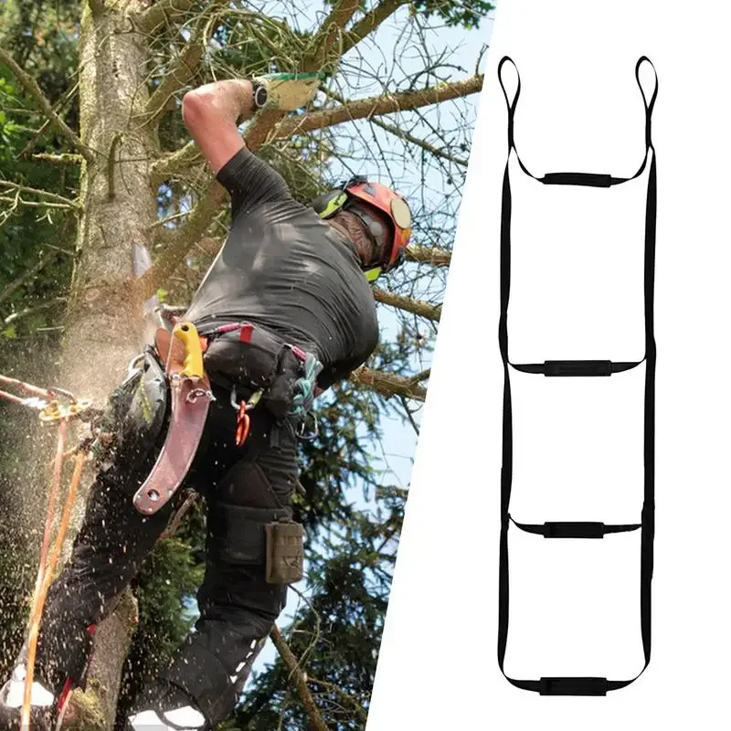 4 steps Portable Hunting Tree Climbing Aider with Anti-Skidding Steps Climbing Rope Ladder for Rock Caving Canyoning