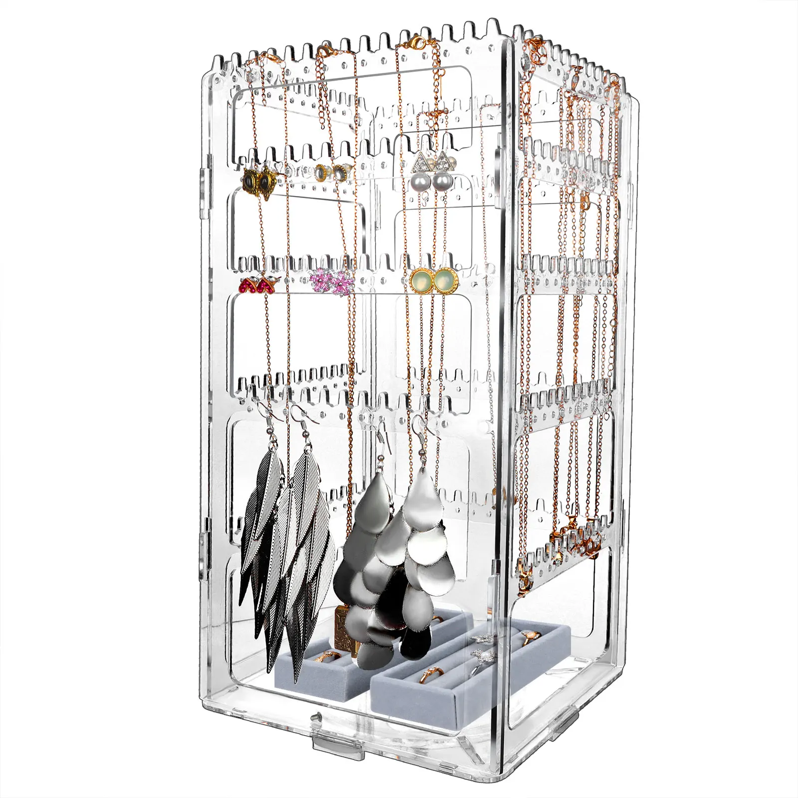 

360 Rotating Earring Holder Stand Clear Earrings Organizer