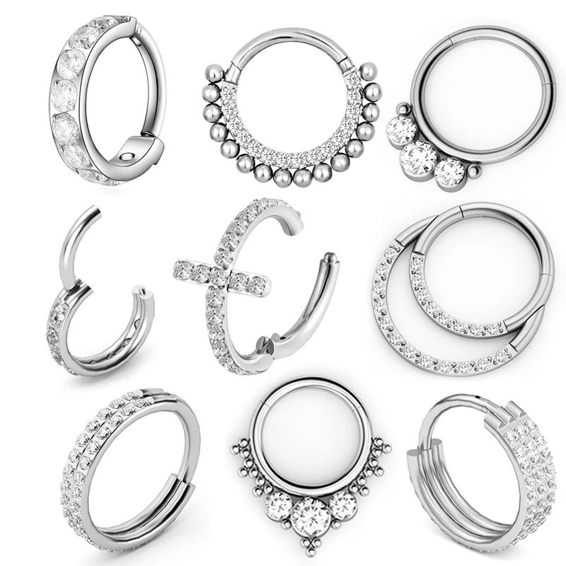 G23 Titanium Hoop Earrings 16G Nose Ring Septum Sexy Ear Helix Cartilag Piercing Jewelry Zircon Earlobe Circle Gift For Women