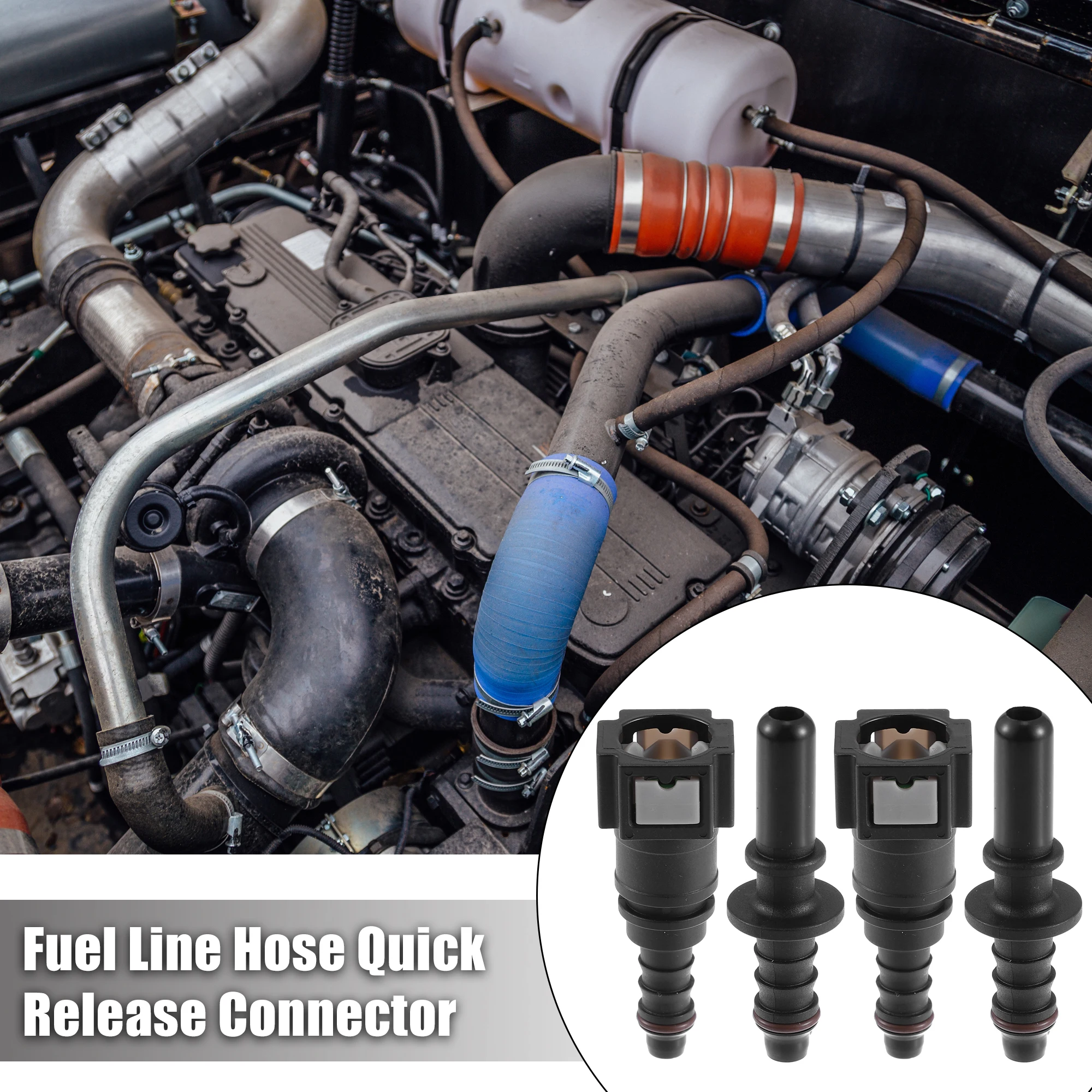 Hose Coupler 4Pcs 6.3mm 7.89mm 8mm 10.5mm Straight Fuel Line Hose Quick Release Connector Disconnect Fuel Line