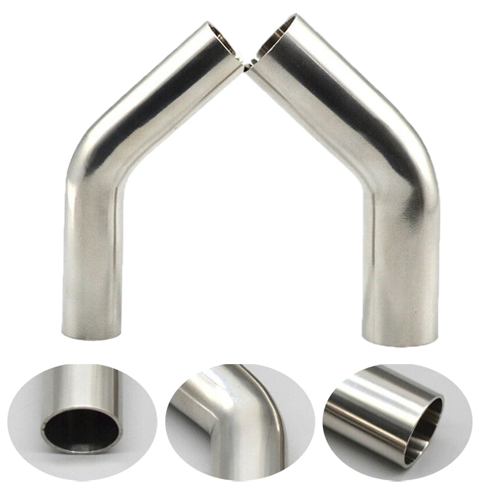 Elbow 45° Degree Bend Exhaust Pipe Versatile Stainless Steel Polished 19-51mm Automotive Exhaust Pipe Connection Fittings