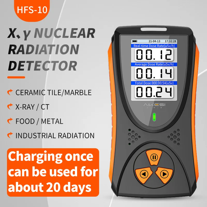 Radiation Detector Geiger Counter HFS-10 Nuclear Radiation Detector X-ray Beta Gamma Detector Dosimeter Lithium battery