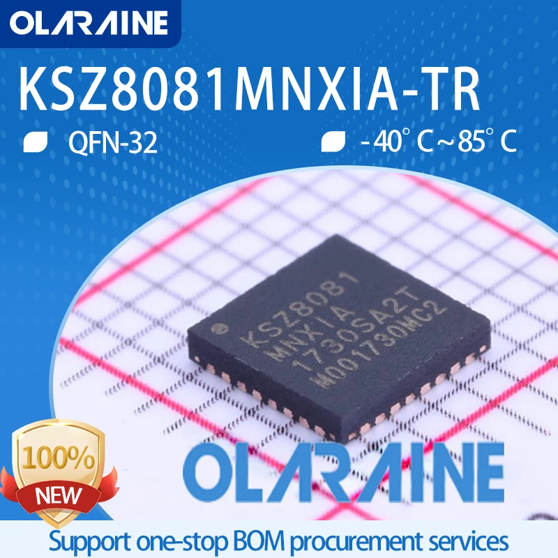 

5Pcs KSZ8081MNXIA-TR QFN-32 SMD 3.465 V Ethernet IC 10/100 BASE-TX Physical Layer Transceiver