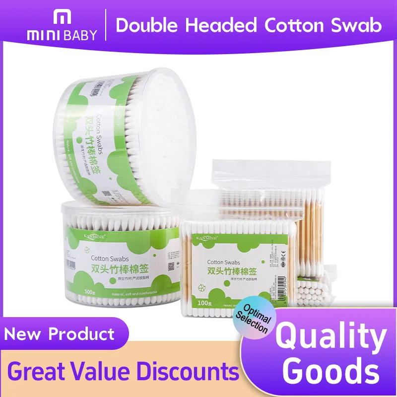 100pcs Double Head Cotton Swab Women Makeup Cotton Chlorine-Free Hypoallergenic Makeup Remover Disposable Swab