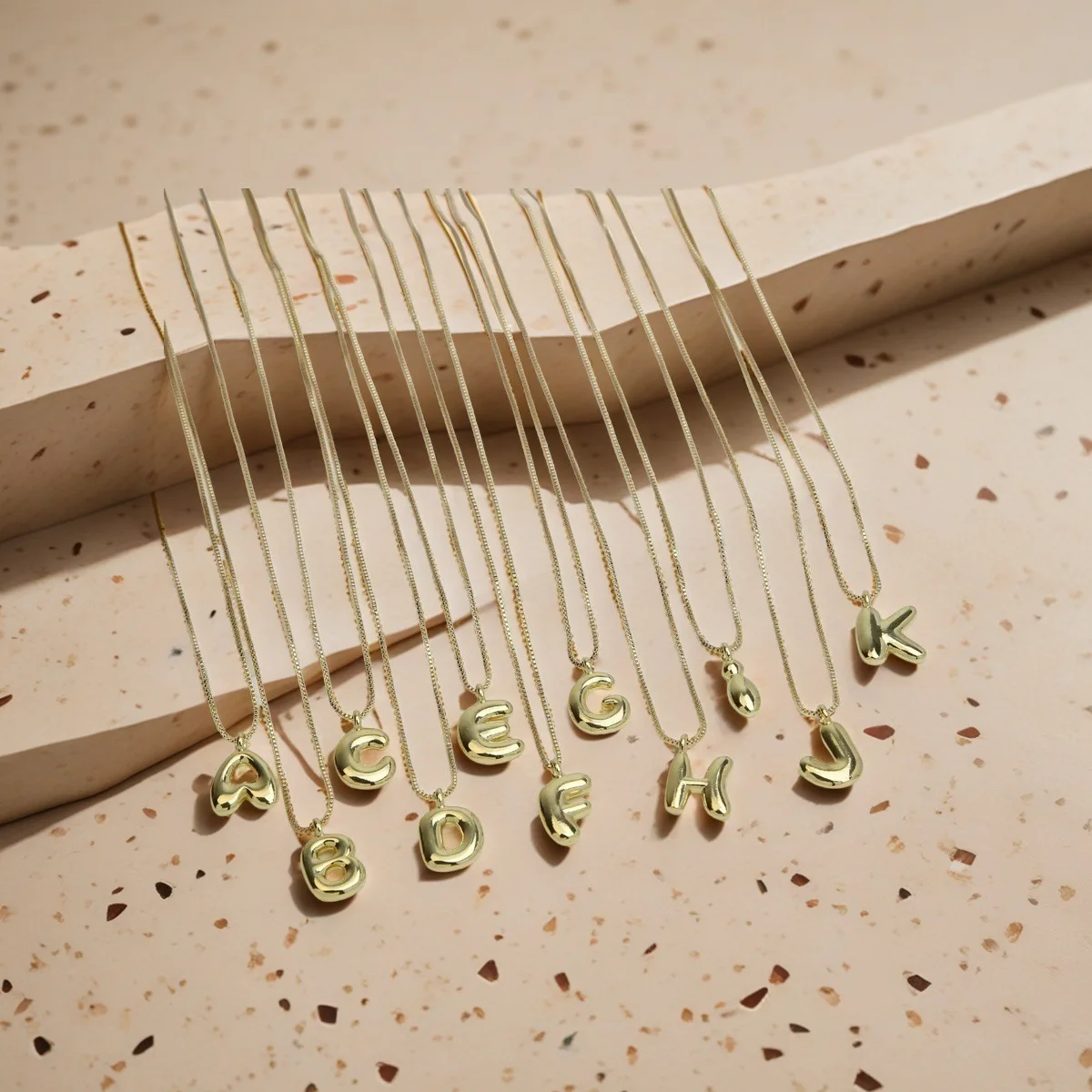 Stainless Steel Chubby Alphabet Initial Small Pendant Necklace for Women Gold Plated Polished Bubble Balloon Letter A-Z Choker