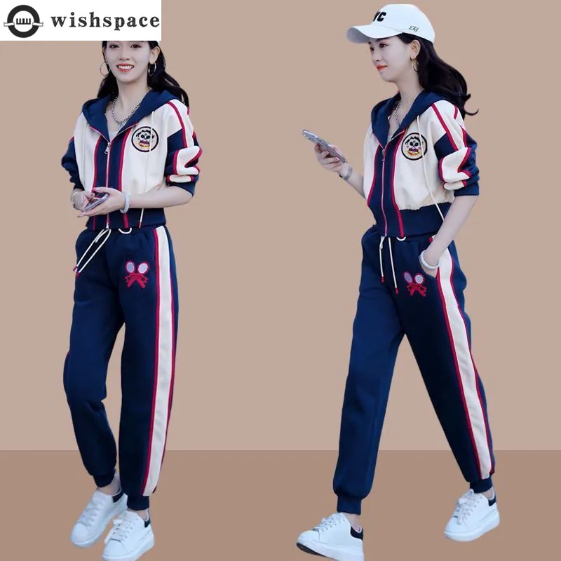 Fashion Sports Set Women's Spring and Autumn 20223 New Loose and Slim Top Casual Age Reducing Pants Two Piece Set