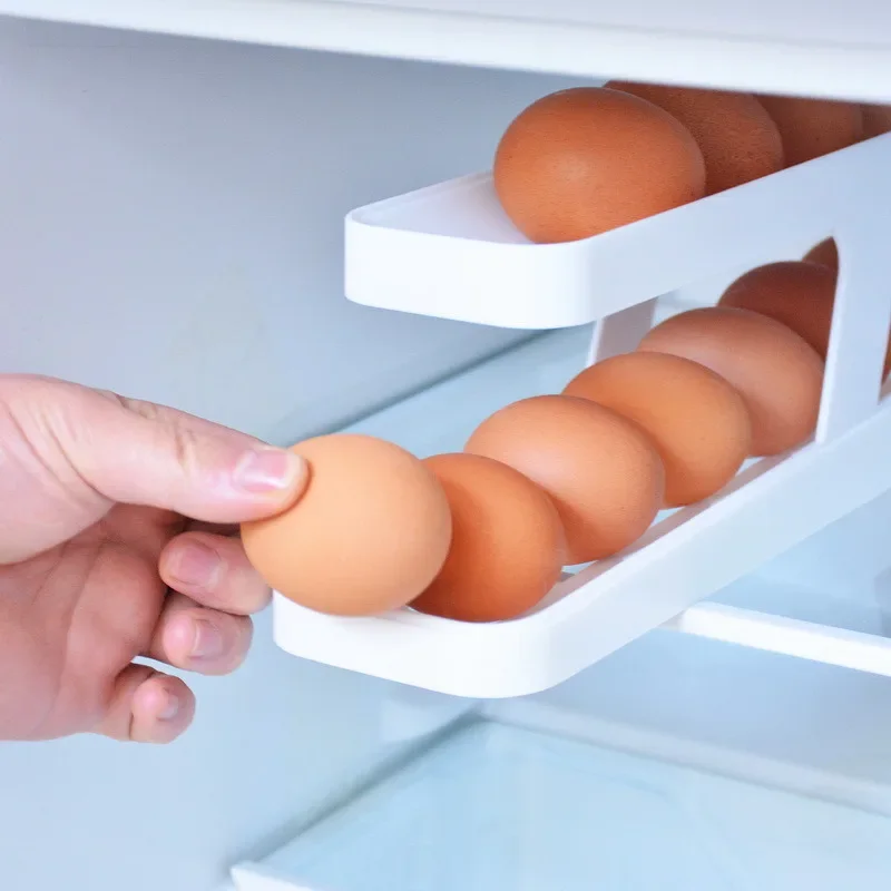 Automatic Rolling Egg Holder Rack Fridge Storage Box Egg Container Kitchen Refrigerator Egg Dispenser Fridge Organizer Dropship 4