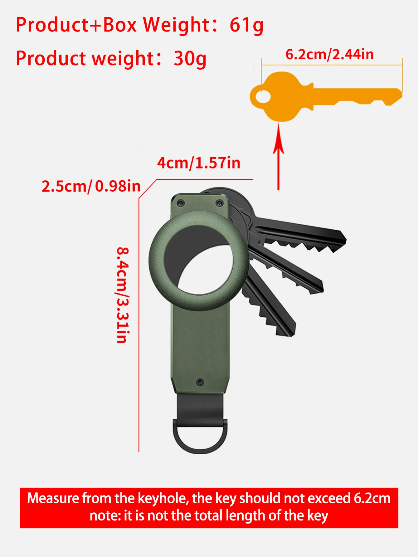 Key Organizer For Men Compact Metallic Key Holder Minimalist Innovative Keyholder For Airtag Holder Keychain Secures 2-5 Keys