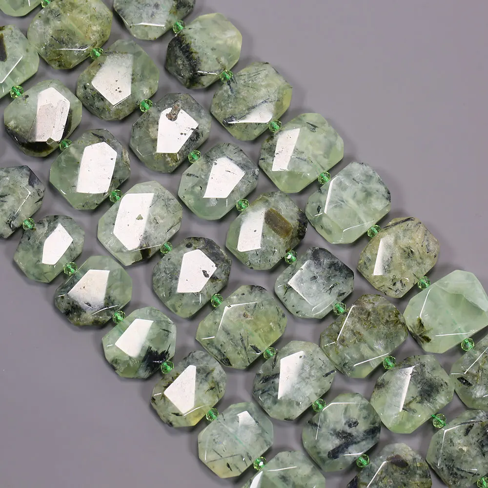 APDGG Faceted Prasiolite Green Prehnite Cushion Rectangle Rectangular Loose Beads Strands Jewelry Making DIY