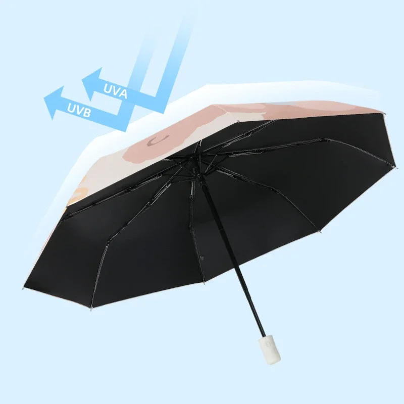 Mini Folding Automatic Umbrella Anti UV Sun Umbrella Cartoon Bear Portable Adult and Child Sun