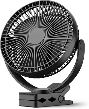 Ventilateur portable rechargeable de 10000 mAh, 8 pouces, à clipser, ventilateur USB pour voiture, 4 vitesses, pince robuste pour bureau, chariot de golf 1