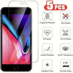 5-Pack Premium Tempered Glass Screen Protectors for 5Pcs (For iPhone SE 2020)