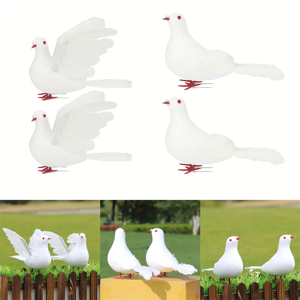 

2pcs Simulation White Pigeon Artificial Flying Dove Peace Dove Fake Decorative Craft White Dove Wedding DIY Party Ornament Decor