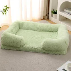 Deluxe Cozy Pet Sofa Bed - Plush Cushion - M  Pet within 8kg (Fruit green)
