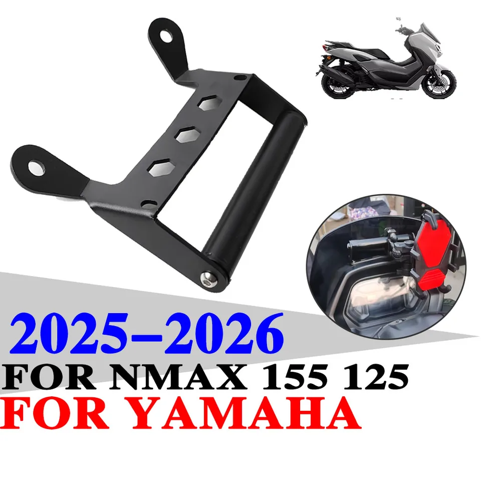 Supporto Navigatore GPS Per Moto – Per Yamaha NMAX 155/125 Tech MAX 2025, Barra Trasversale In Acciaio Per Smartphone, Diametro 12+22 Mm