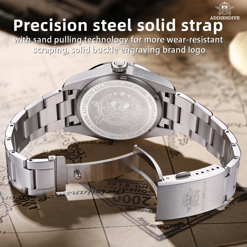 ADDIESDIVE 2023 New Men Watches Luxury Sports Diving Stainless Steel Watch 39mm GMT Business Quartz Wristwatch Waterproof 200m