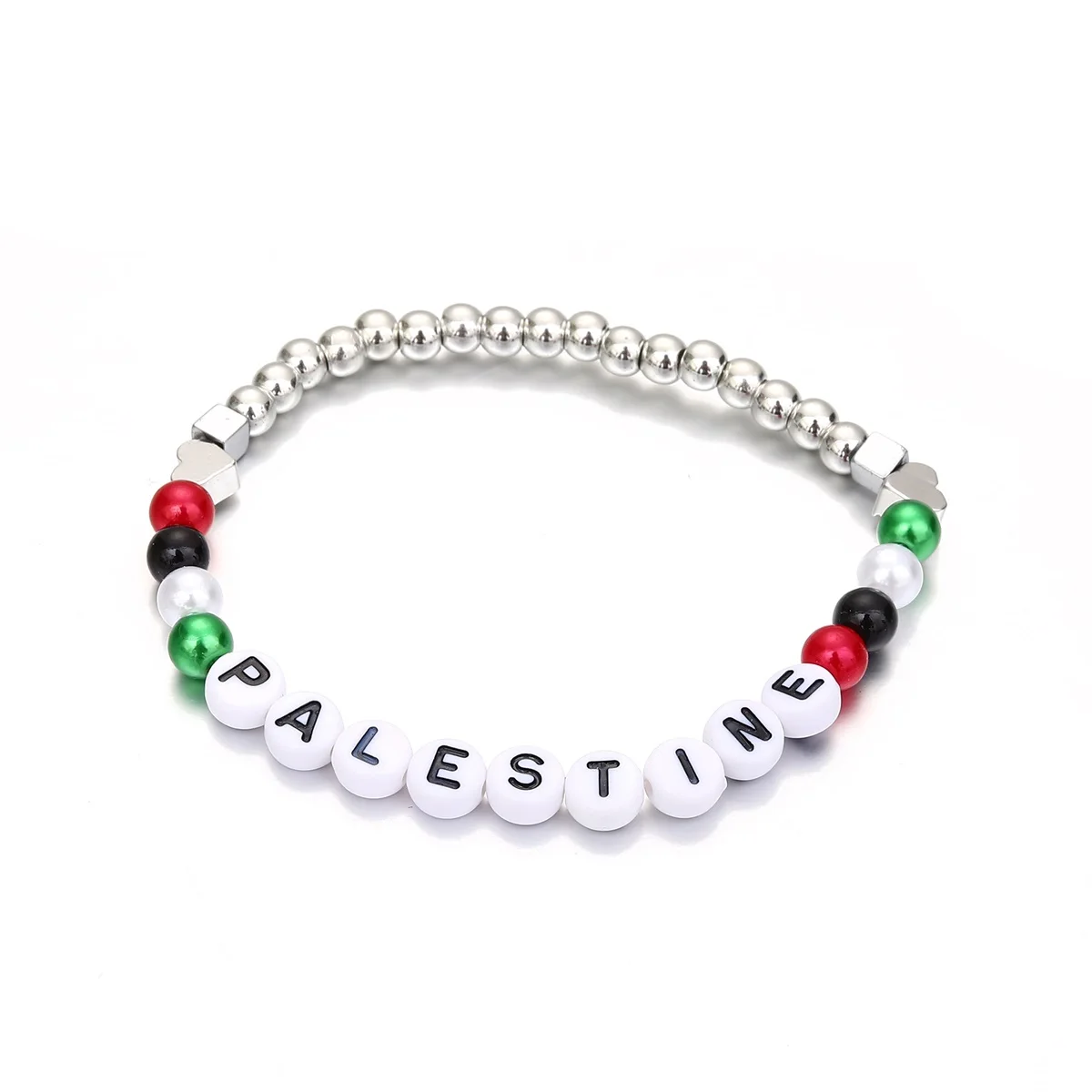 Palestine Red Black Green White National Flag Woven Thread Bracelet Natural Stone Beads Fashion Bracelets for Women Men Jewelrys 5
