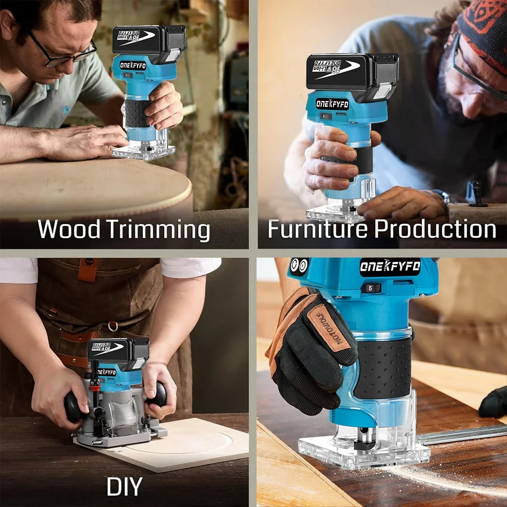 Brushless Electric Trimmer 5 Speed Cordless Engraving Slotting Trimming Milling Wood Router for Makita 18V Battery
