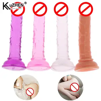 1PCS Erotic Soft Jelly Dildo Realistic Penis Bullet Vibrator Anal Dildo Strap On Big Penis Suction Cup Toys For Adult Sex Toys 1