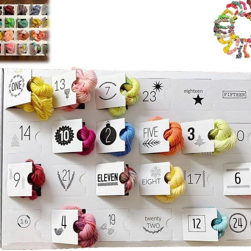 Wool Advent Calendar Christmas Countdown 24 Days Crochet Advent Calendar Yule Yarn for Knitter Markers