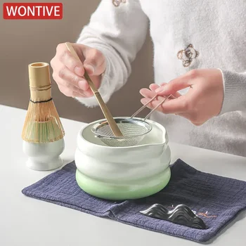 1-7 pezzi set matcha giapponese con ciotola in ceramica frusta matcha in bambù e paletta da tè per accessori per strumenti per la preparazione del tè fai da te 1