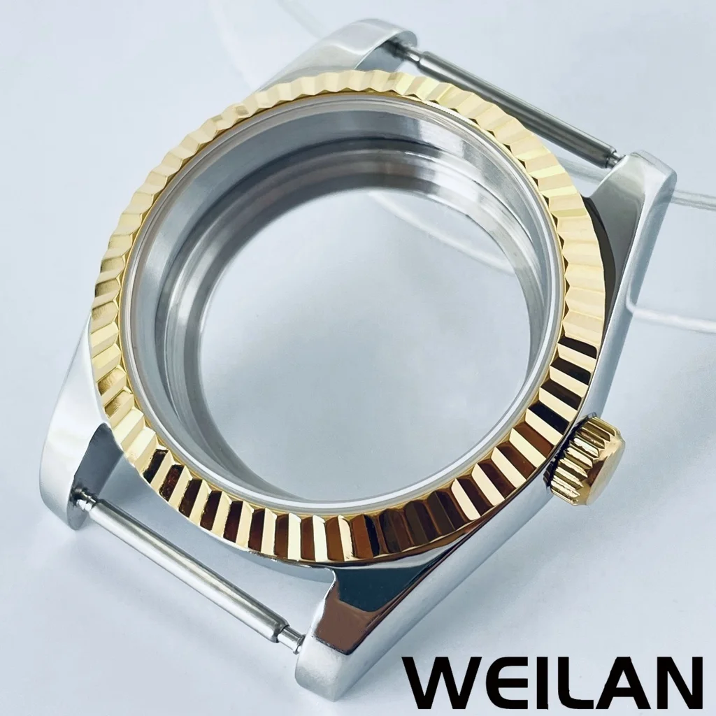Premium Silver & Gold Waterproof Watch Case with Sapphire Crystal
