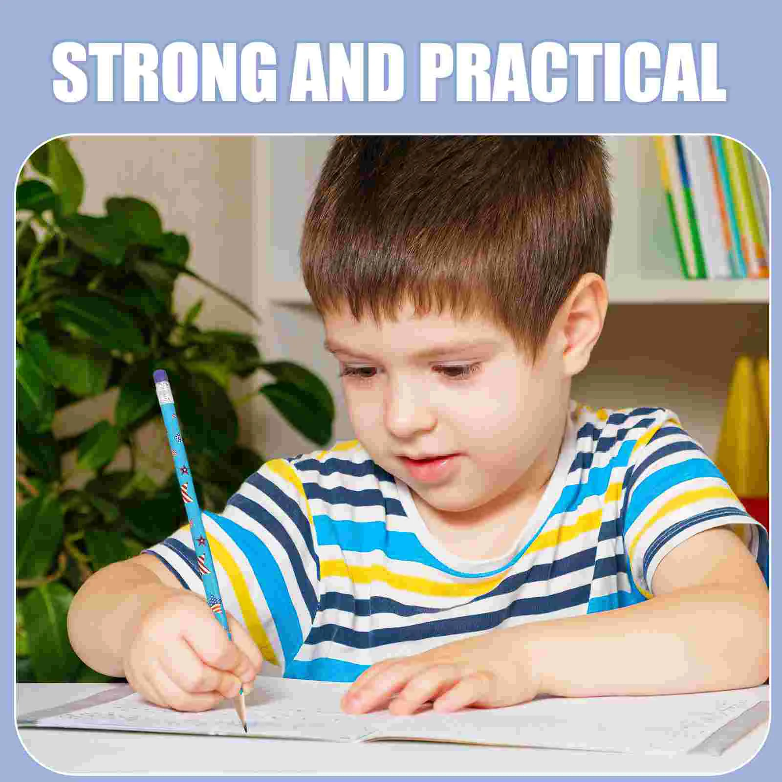 48 Pcs Flag Pencil Writing Pencils 4th of July Bulk Lightweight Multi-function USA Wooden 6