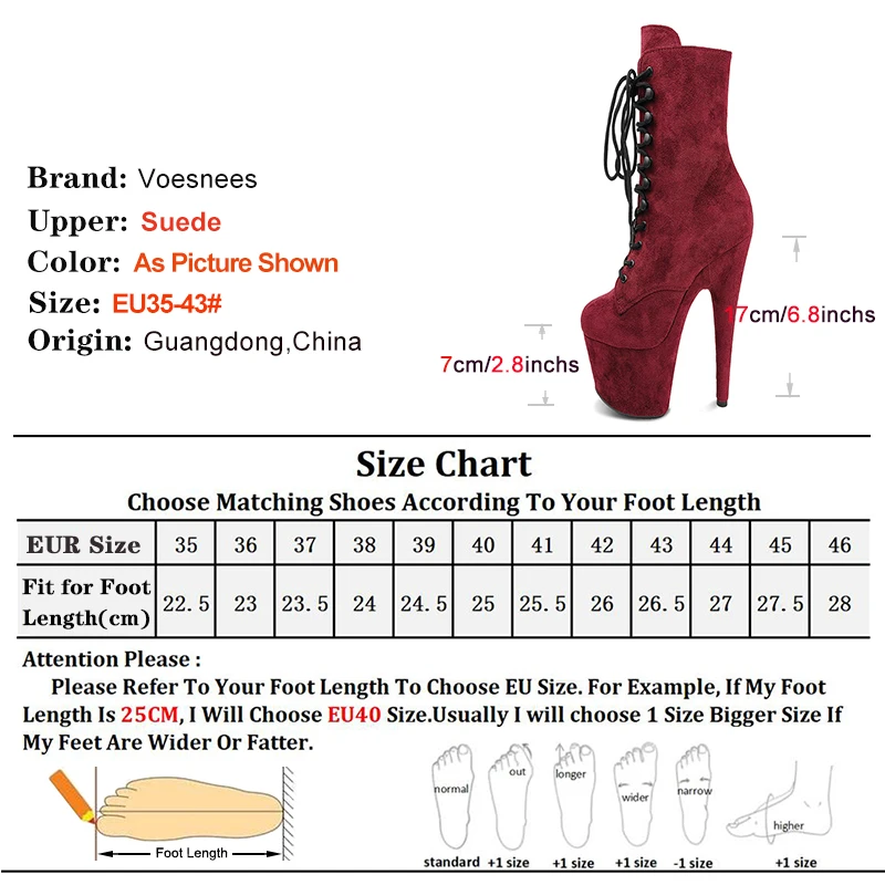 Pink Sexy 17CM/7Inch Suede Ankle Boots Stripper  Women's Platform Party High Heels Exotic Dancing Boots Round Head Lace-up Boots