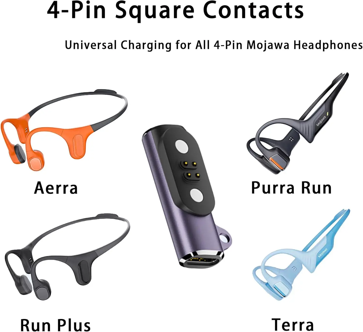 Mojawa Run Plus, Purra Run, HaptiFit Terra Aerra Bone 헤드폰 블루투스용 2개 4핀 자기 충전 USB-C 충전기 어댑터