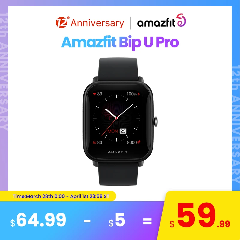 【CODE:WOWSUN350】Смарт-часы Amazfit Bip U Pro 1 43 дюйма 50 циферблатов цветной экран GPS для