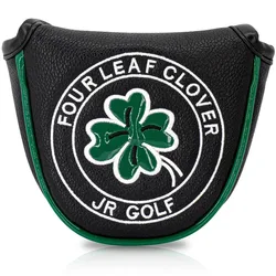 Clover Golf Putter Head Cover - Durable & Stylish Design, Premium Protection in Black or White (Black)