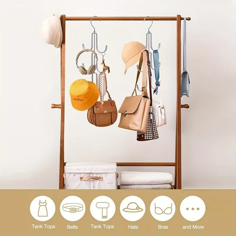 Storage Hanger Hook Storage Hanger 1pc 360 Degree Rotatable Metal Purse Hanger Organizer for Closet-Keep Purses Visible and in Good Condition