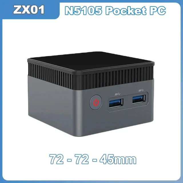 ZX01-Mini PC de Poche Portable, Ordinateur de Bureau, Windows 11, N5105,  2.9GHz, DDR4, 8 Go, 256 Go, SSD, RJ45, 1000M, WIFI5, BTéclairé